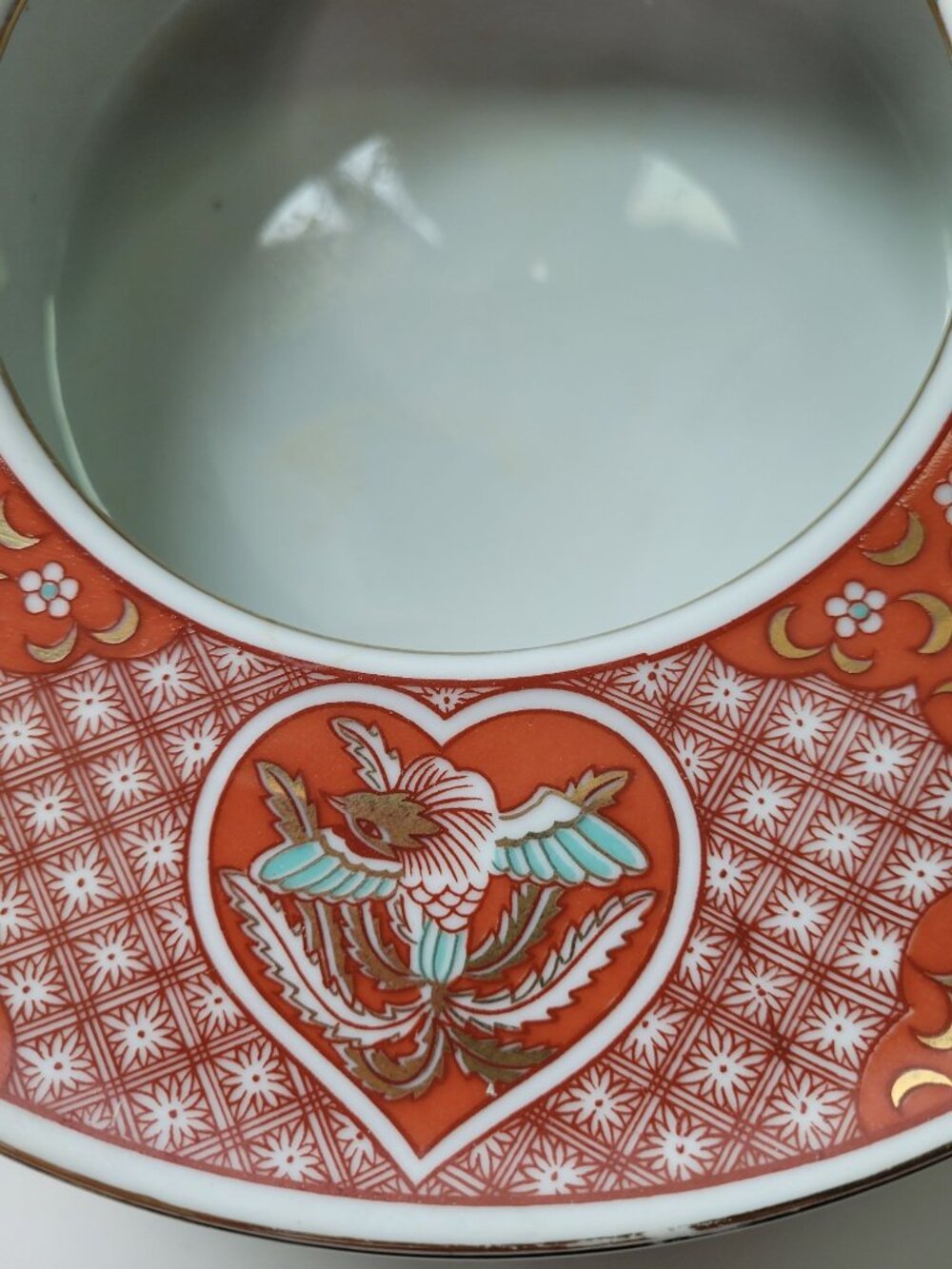 The Toscany Collection Arita Japan Porcelain Bowl Ashtray Red Gold Phoenix Desig - Picture 12 of 13